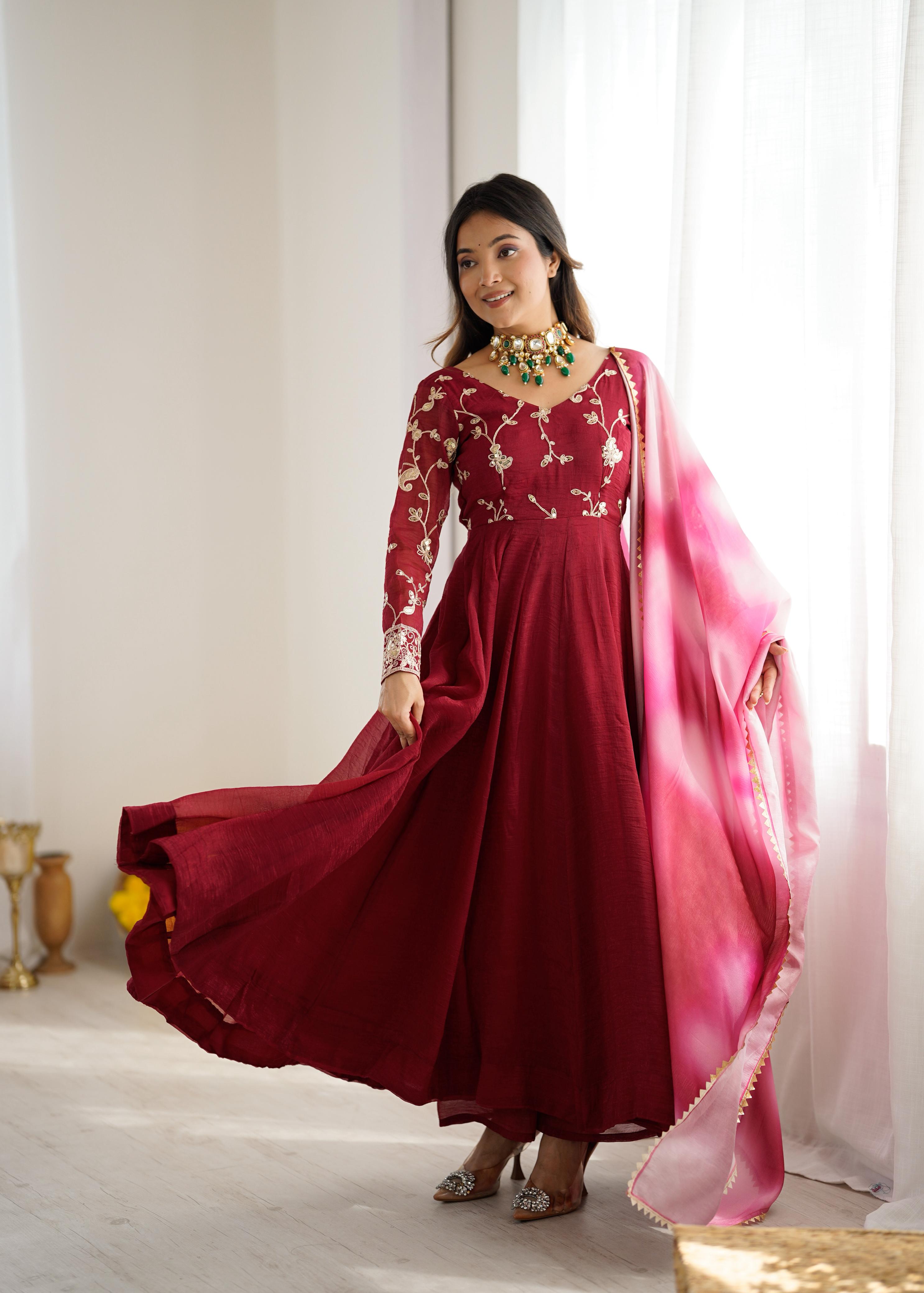Maverick Fusion Heavy Crunchy Silk Gown Set